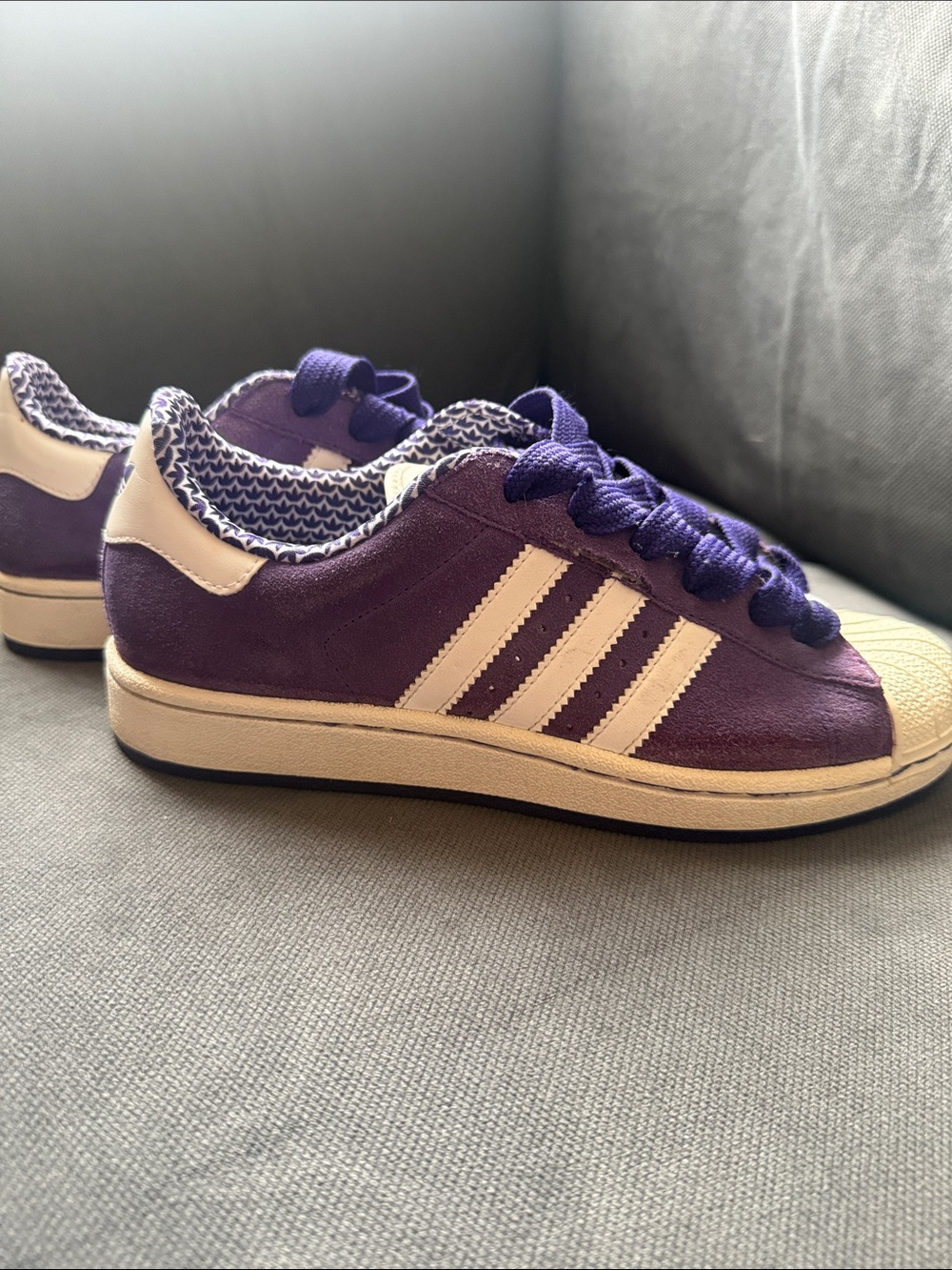 adidas Purple Superstar Suede Shell-Toe Sneakers with White Stripes - Picture 4 of 8